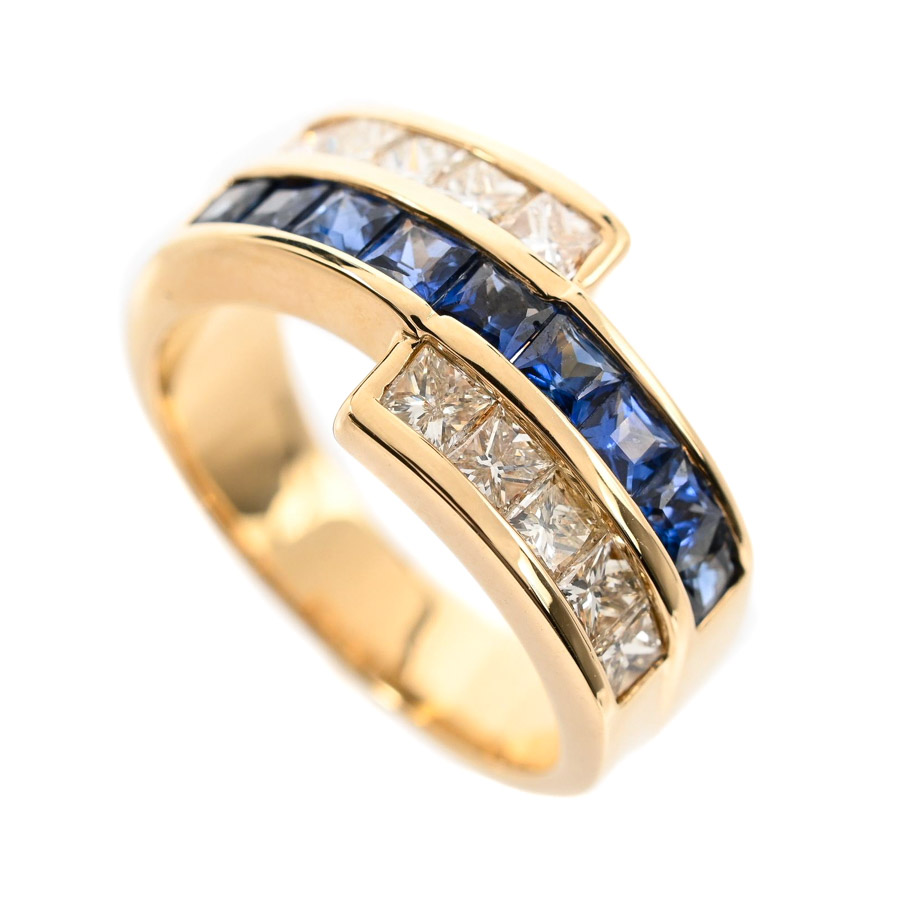 【中古A品】  ノンブランドジュエリー サファイア リング   K18YG 元町本店