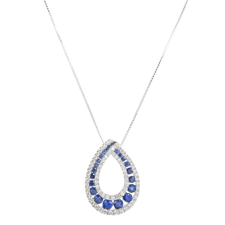 【中古A品】  ノンブランドジュエリー サファイア ネックレス   K18ホワイトゴールド 元町本店