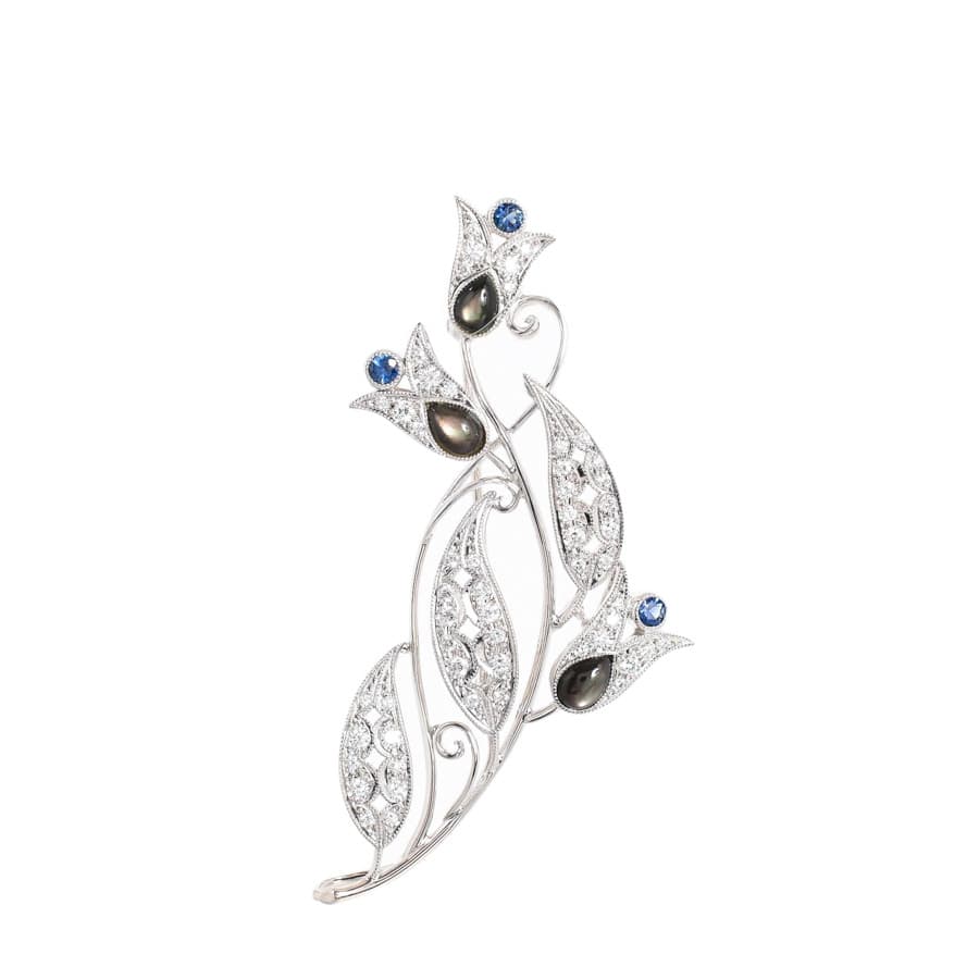 【中古A品】  ノンブランドジュエリー ダイヤ ブローチ   K18ホワイトゴールド 元町本店