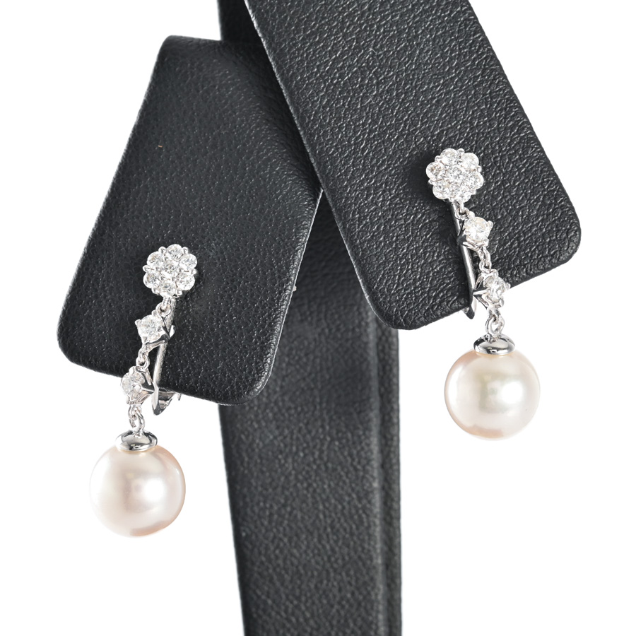 【中古A品】  ノンブランドジュエリー パール イヤリング   K18ホワイトゴールド/K14ホワイトゴールド(K18WG/K14WG) 元町本店