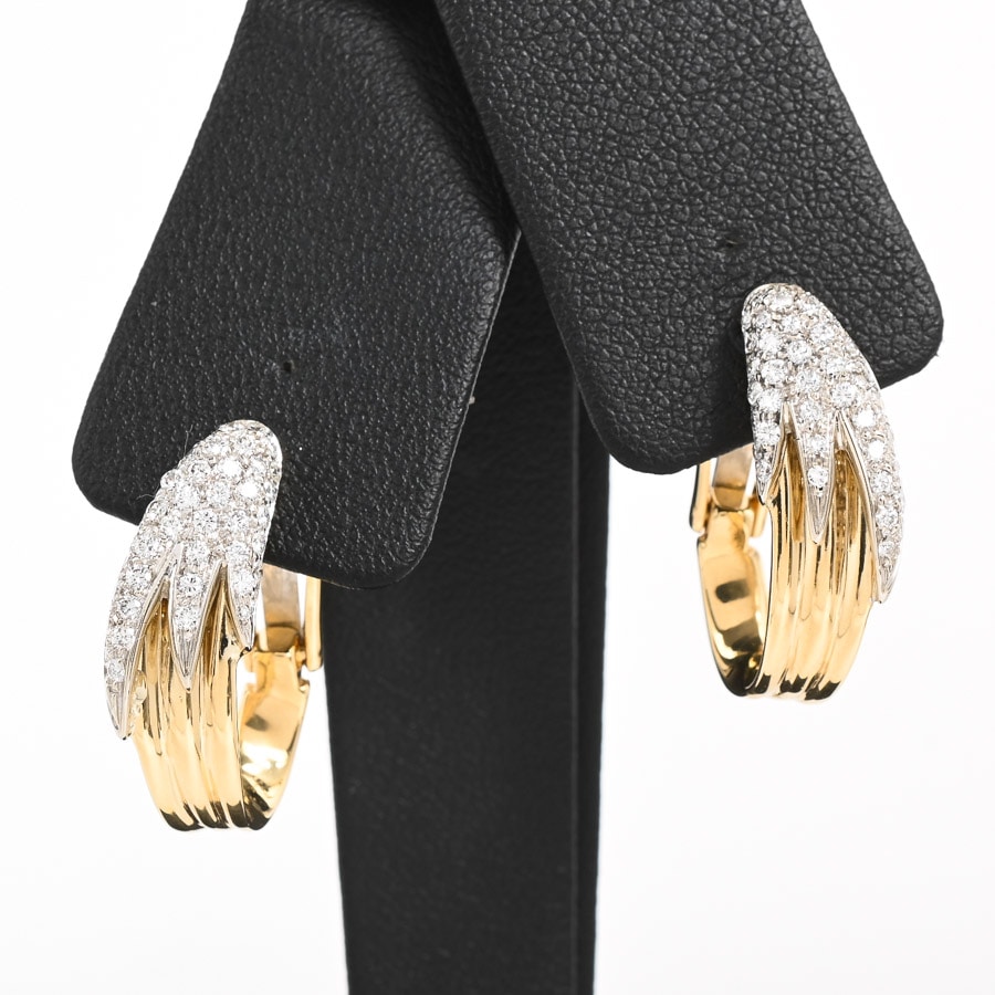 【中古A品】  ノンブランドジュエリー ダイヤ ピアス   K18YG/WG 元町本店