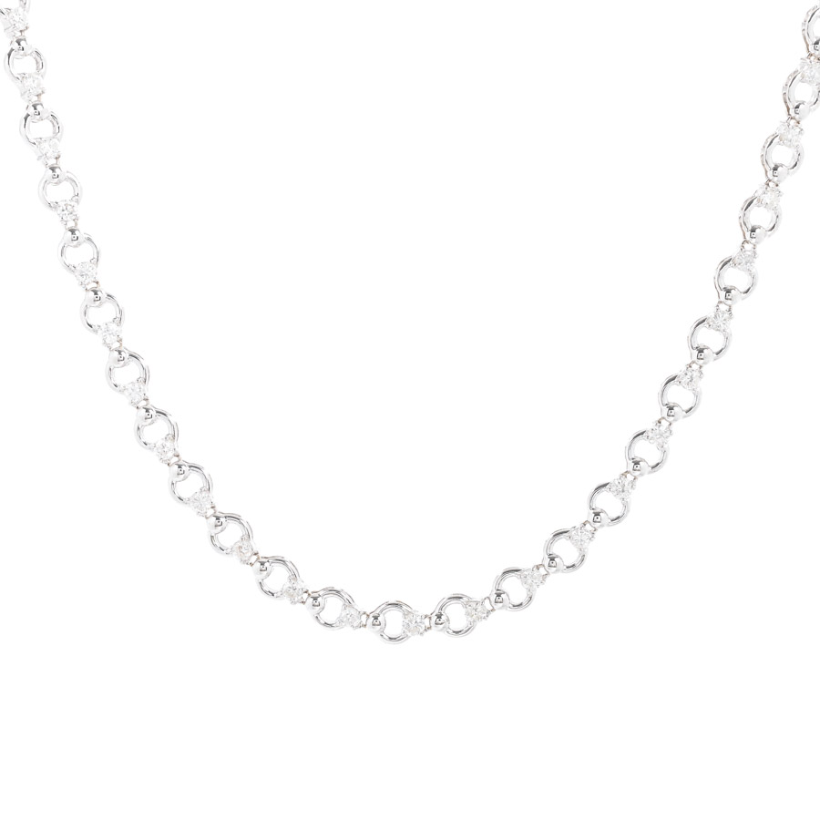 【中古A品】  ノンブランドジュエリー ダイヤ ネックレス   K18ホワイトゴールド 元町本店