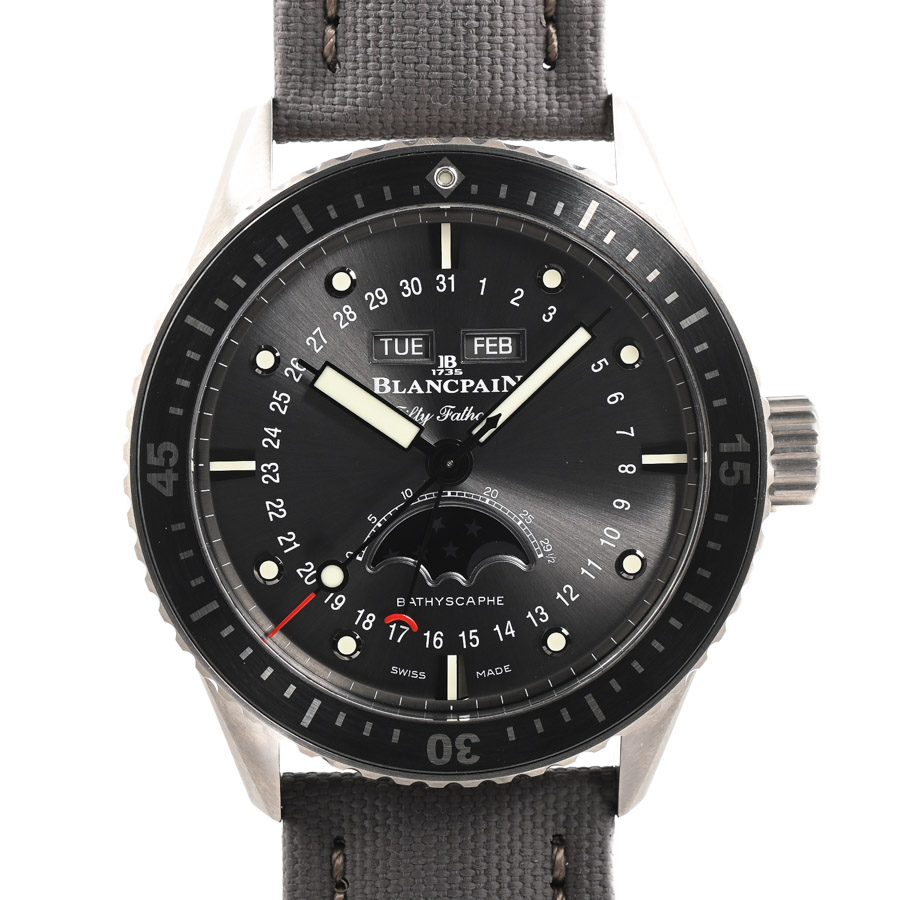 【中古A品】  ブランパン フィフティ ファゾムス バチスカーフ コンプリートカレンダー  5054-1210-G52A チタニウム 銀座
