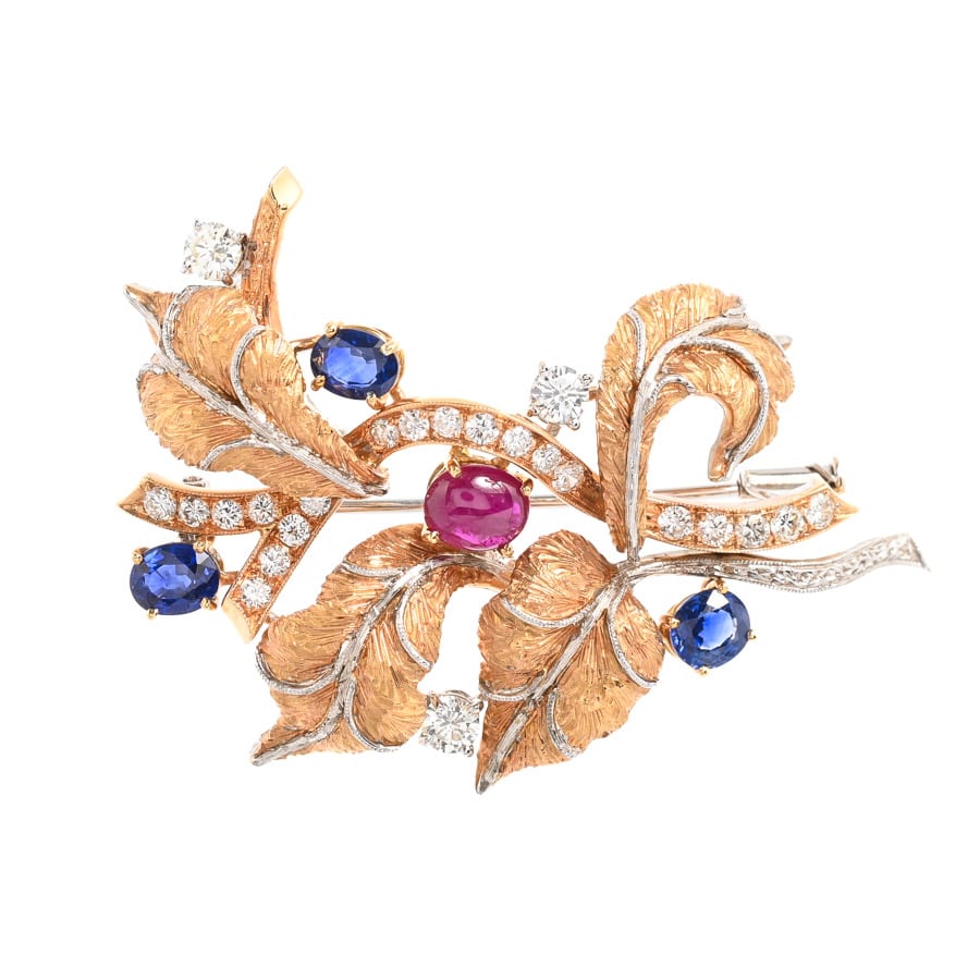 【中古A品】  カッツァニーガ ルビー ブローチ   K18ピンクゴールド/ホワイトゴールド(ルテニウム)(K18PG/WG(RU)) 銀座