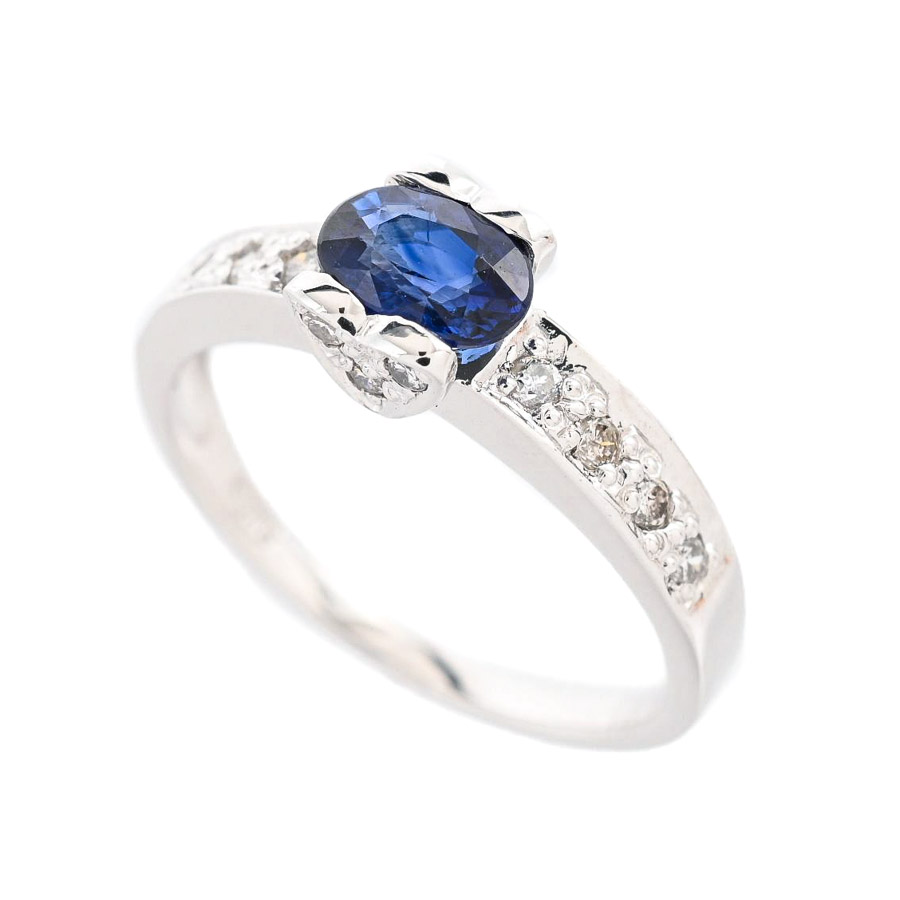 【中古A品】  ノンブランドジュエリー サファイア リング   K18ホワイトゴールド 元町本店