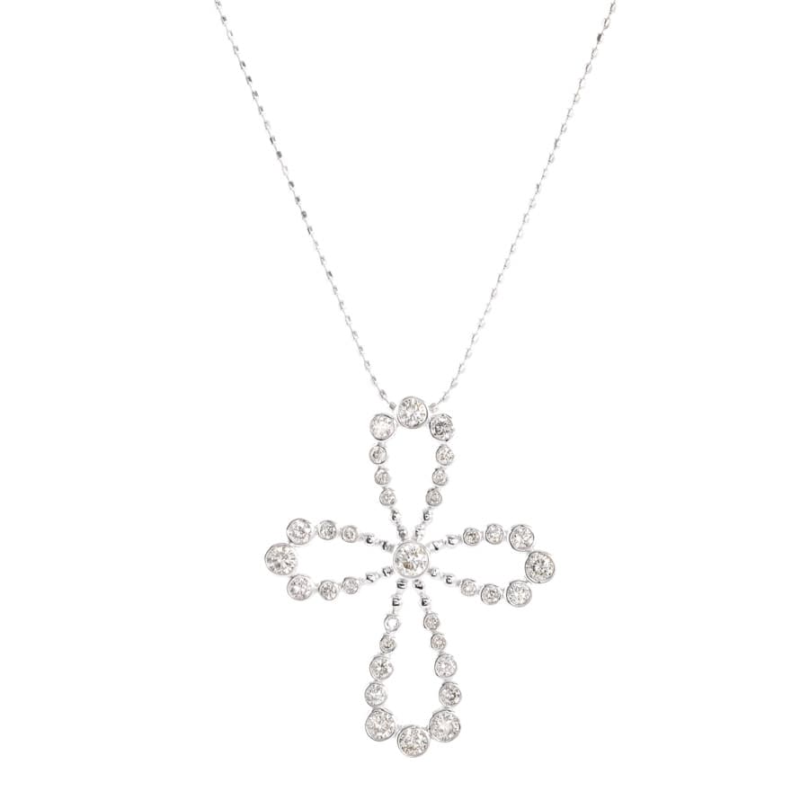 【中古A品】  ノンブランドジュエリー ダイヤ ネックレス   K18ホワイトゴールド 元町本店