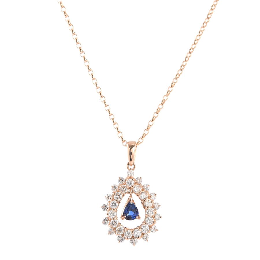 【中古A品】  ノンブランドジュエリー サファイア ネックレス   K18ピンクゴールド 横浜関内店