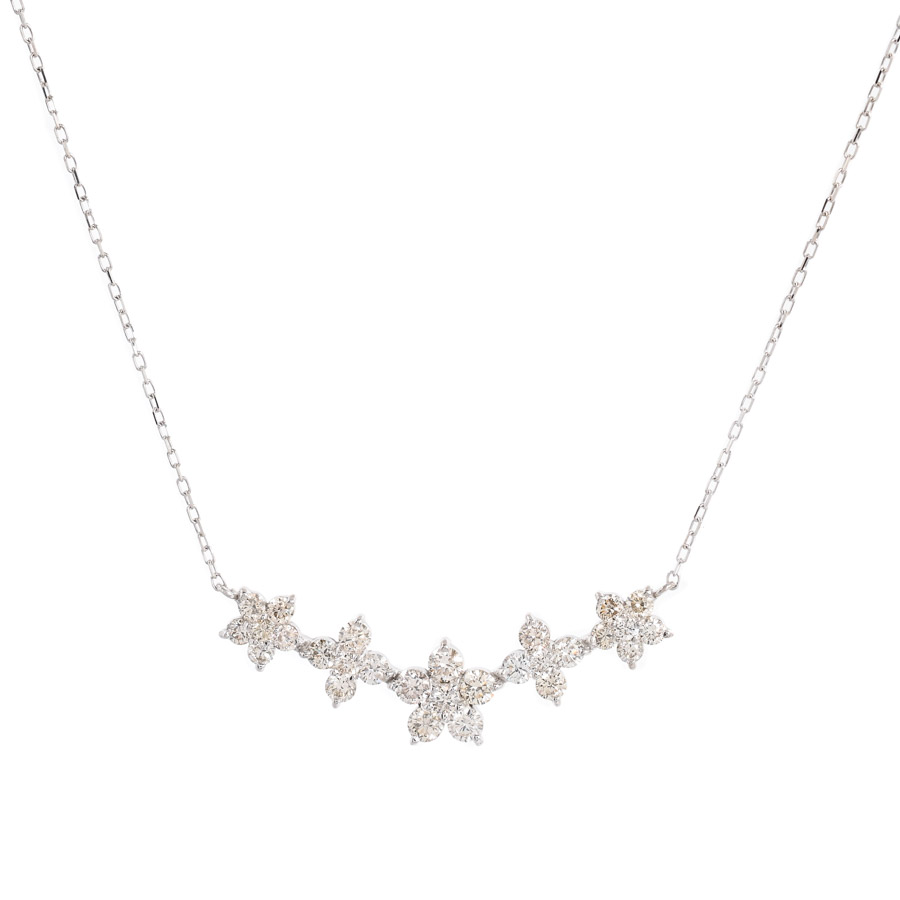 【中古A品】  ノンブランドジュエリー ダイヤ ネックレス   K18ホワイトゴールド 元町本店