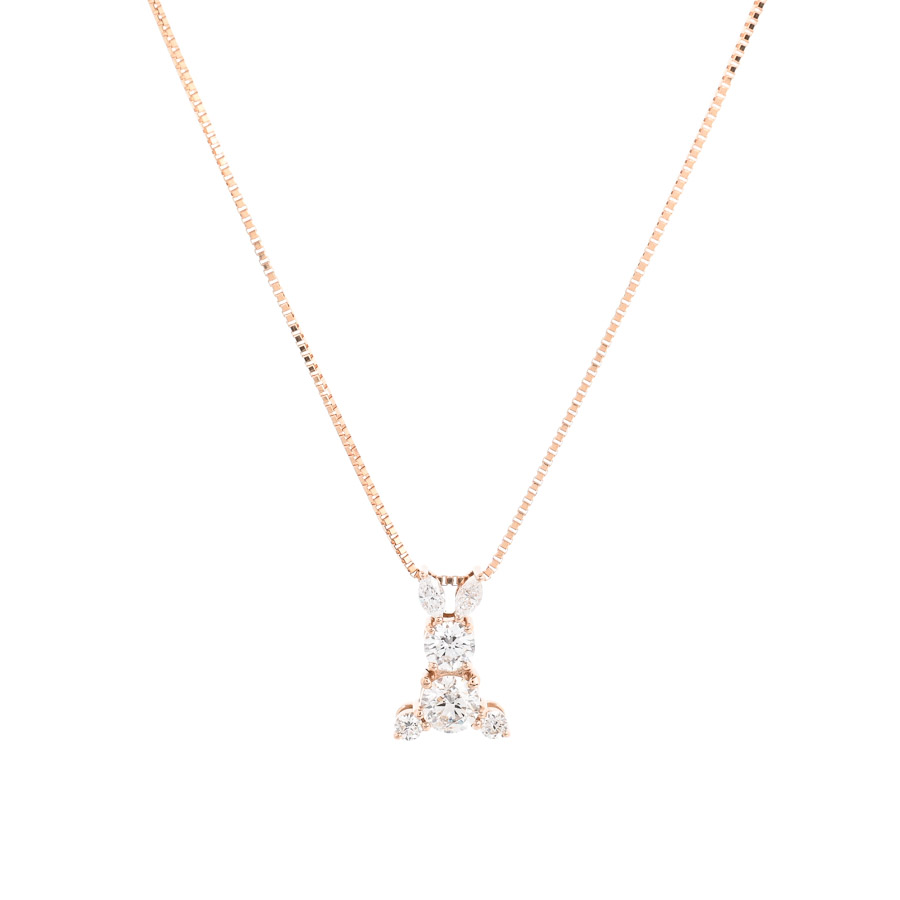 【中古A品】  ノンブランドジュエリー ダイヤ ネックレス   K18ピンクゴールド 横浜関内店