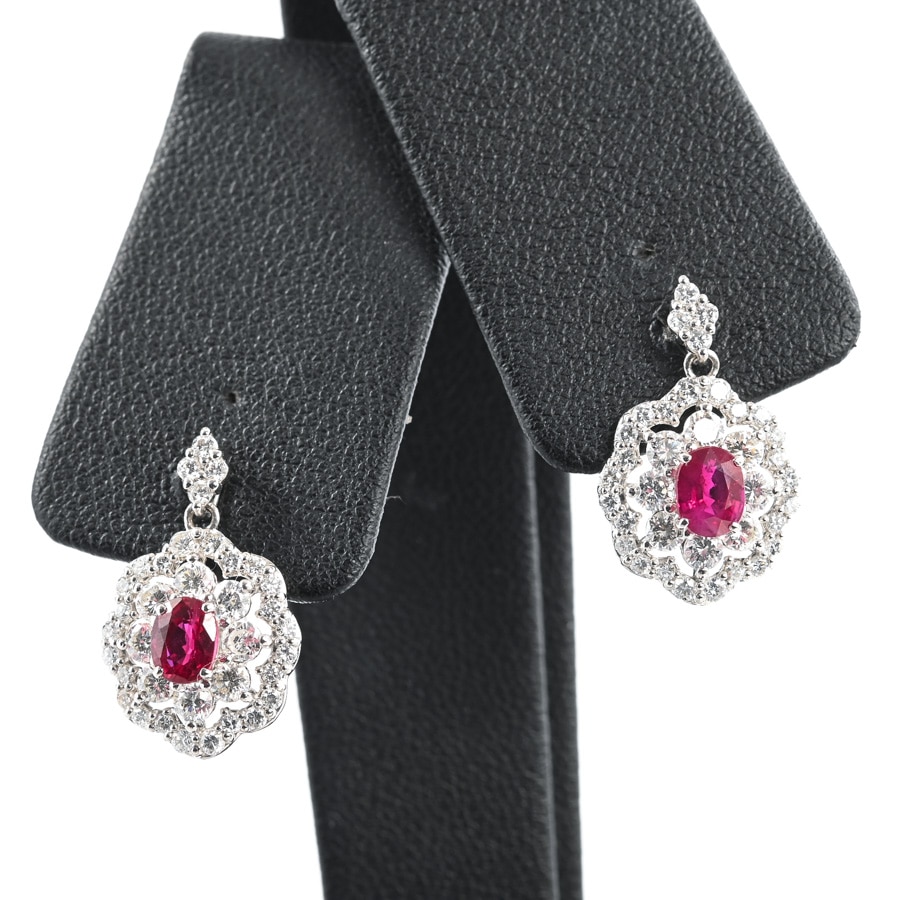 【中古A品】  ノンブランドジュエリー ルビー ピアス   Pt950/900 横浜関内店