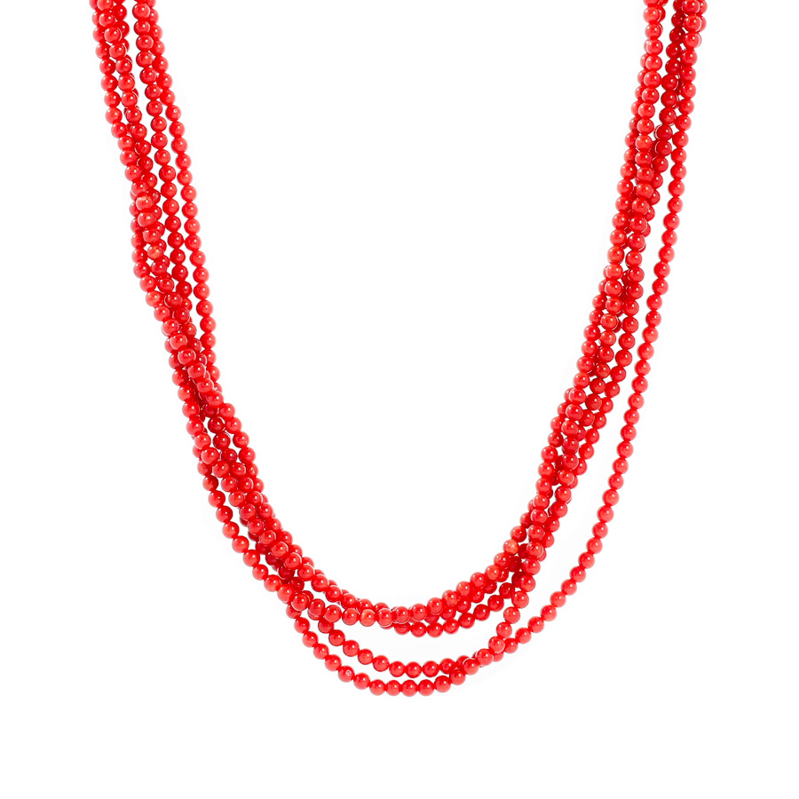 【中古A品】  ノンブランドジュエリー サンゴ ネックレス   シルバー 元町本店