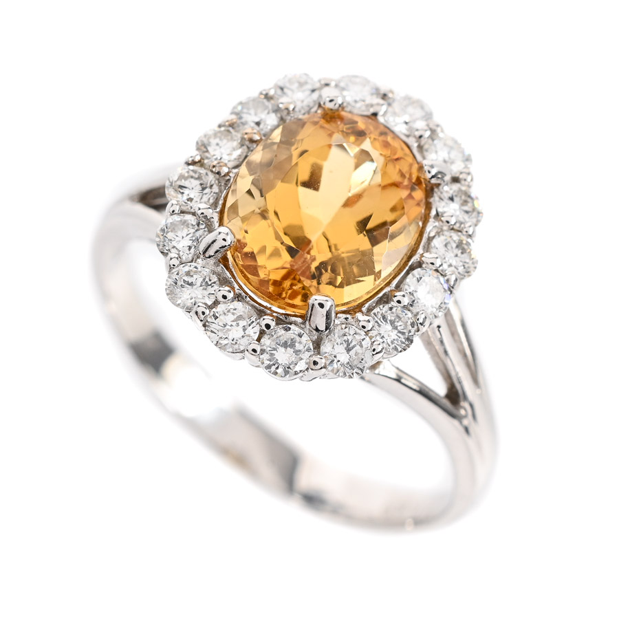 【中古A品】  ノンブランドジュエリー インペリアルトパーズ リング   K18ホワイトゴールド 元町本店