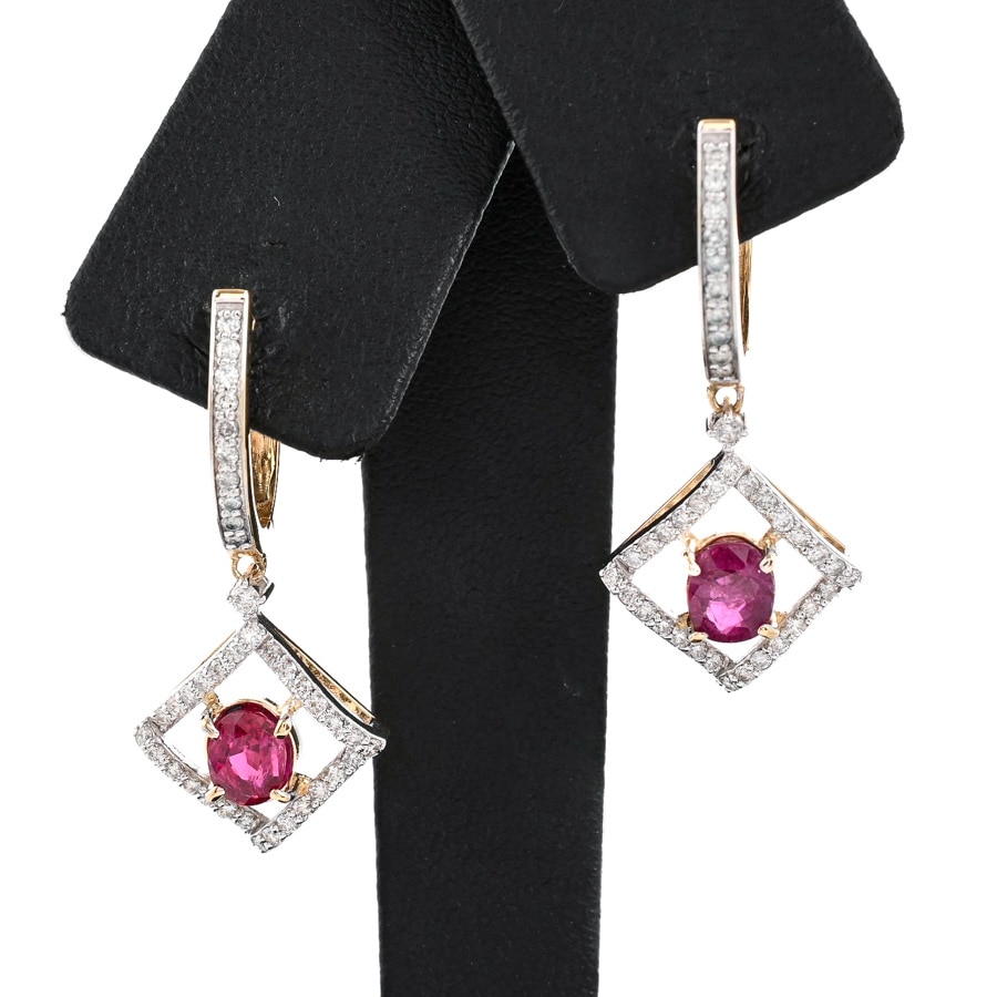 【中古A品】  ノンブランドジュエリー ルビー イヤリング   K18YG/WG 横浜関内店