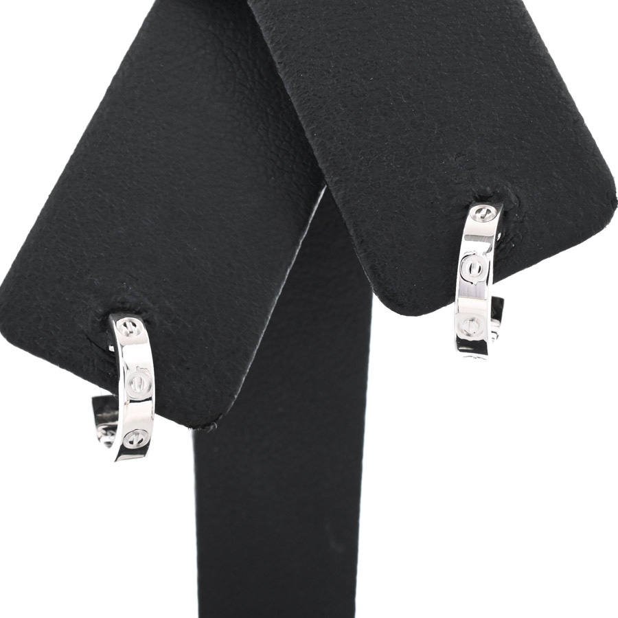 【中古A品】  カルティエ ミニラブピアス  B8028900 K18ホワイトゴールド 銀座