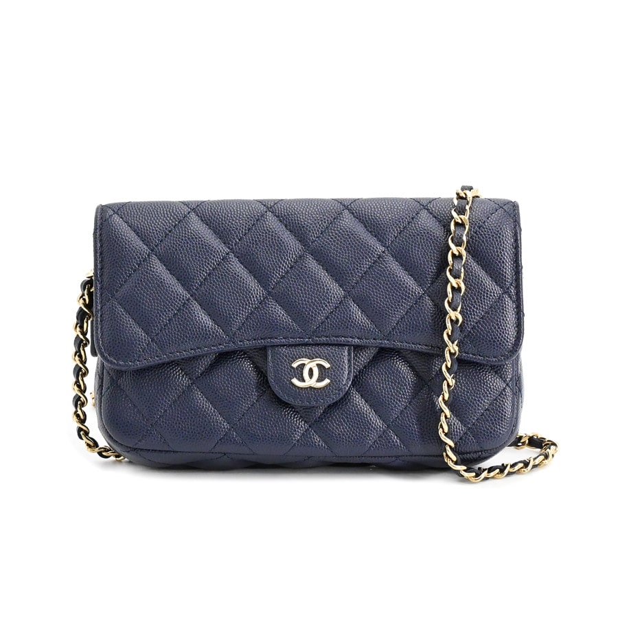 【中古A品】  シャネル フラップフォンケース  AP2096 キャビア 銀座