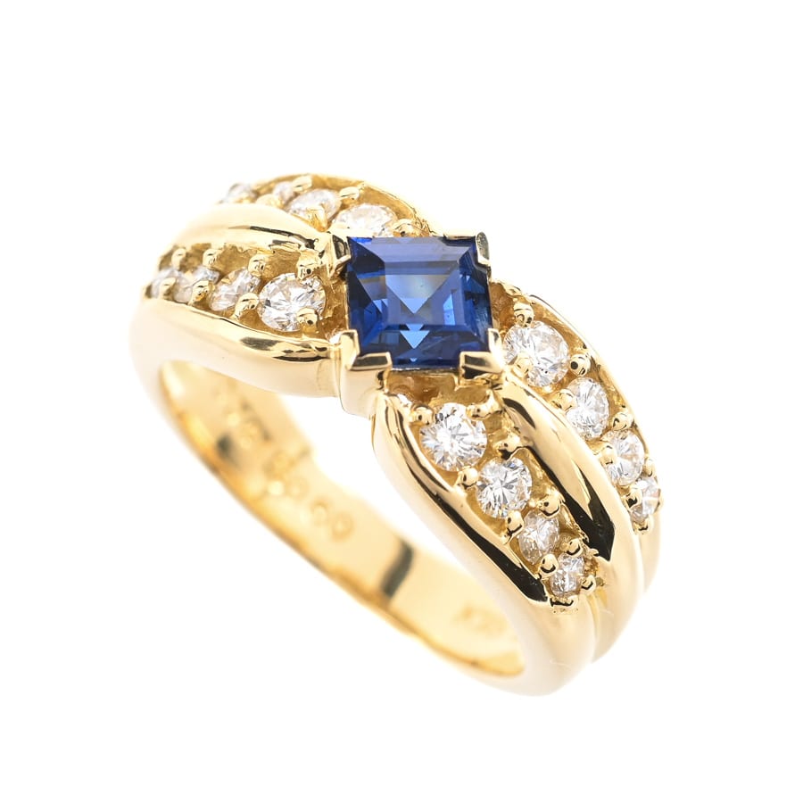 【中古A品】  ミキモト サファイア リング   K18イエローゴールド 銀座