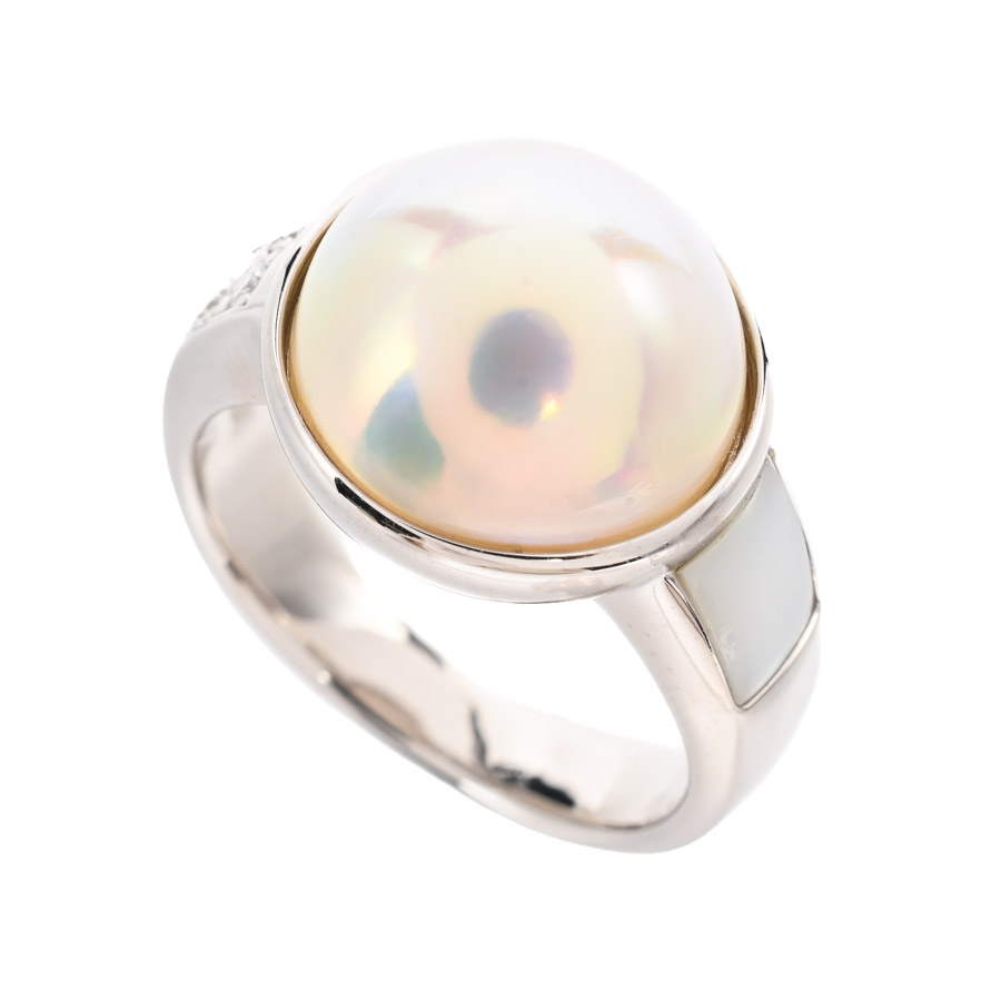 【中古A品】  タサキ マベパール リング   K18ホワイトゴールド 元町本店