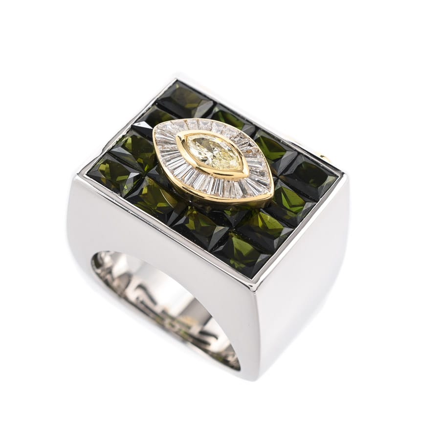 【中古A品】  ジュエルスタジオ トルマリン リング   K18YG/WG 元町本店