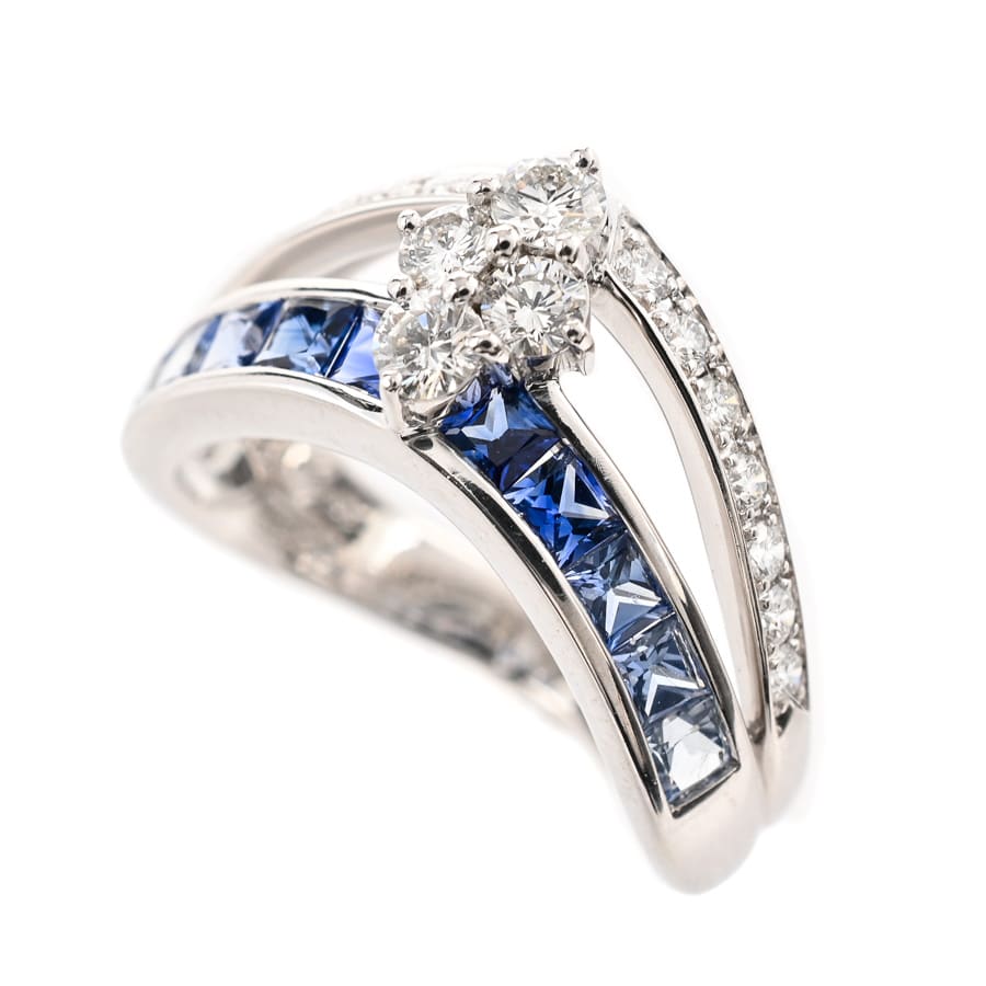 【中古A品】  ジュネ サファイア リング   K18ホワイトゴールド 銀座