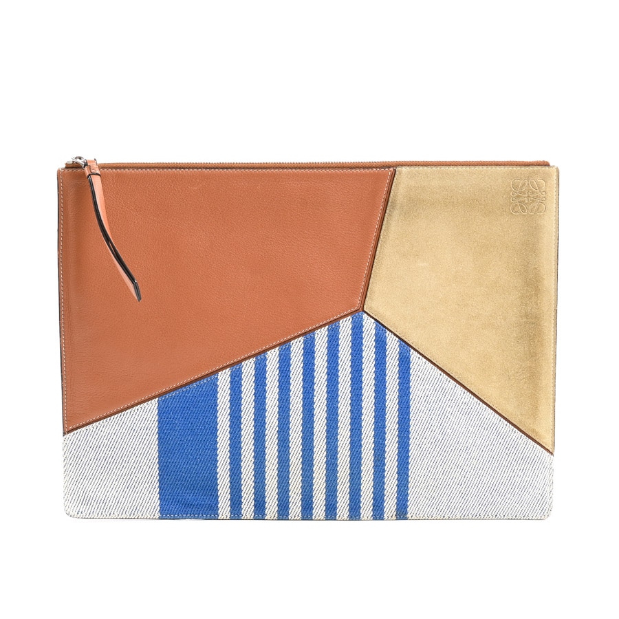 【中古AB品】  ロエベ パズルフラットポーチ   カーフ 元町本店