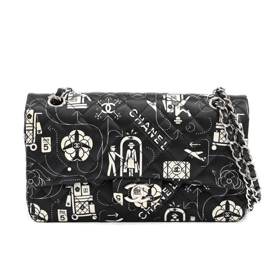 【中古A品】  シャネル 11.12クラシックハンドバッグ  A01112 サテン THE YOKOHAMA FRONT