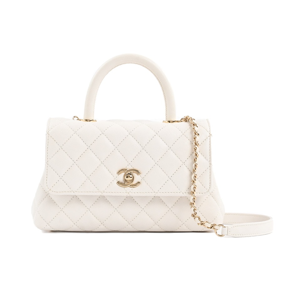 【中古A品】  シャネル トップハンドルフラップバッグ  A92990 キャビア 銀座