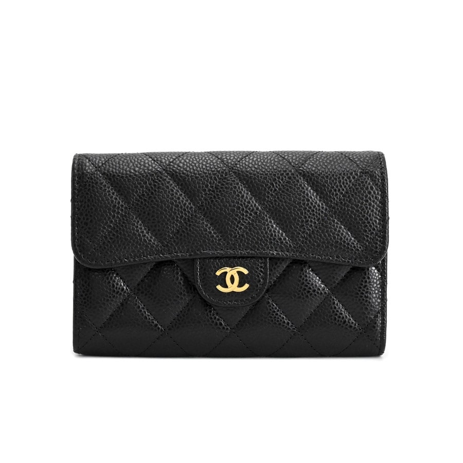 【中古A品】  シャネル クラシックミディアムフラップウォレット  AP0232 キャビア 銀座