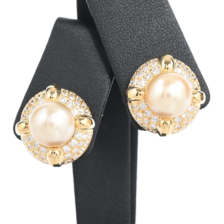 【中古A品】  ミキモト パール イヤリング   K18イエローゴールド 銀座