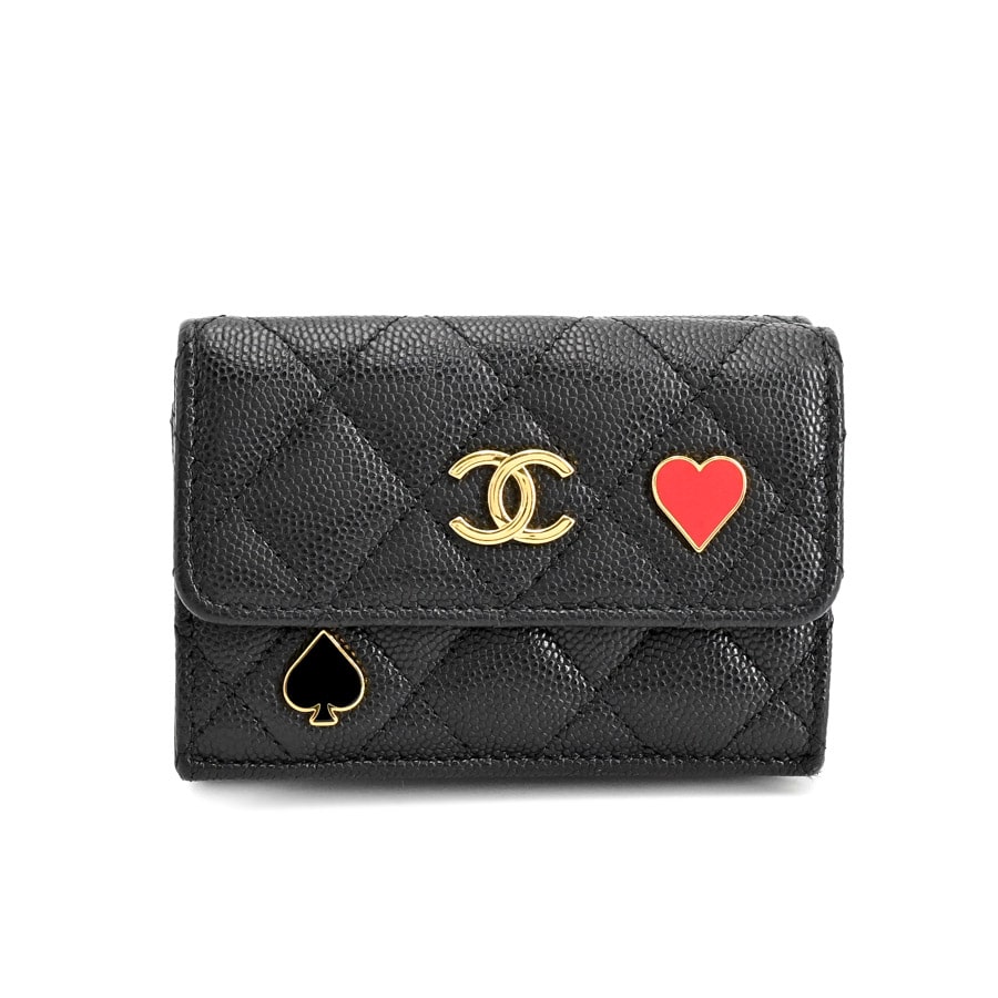 【中古A品】  シャネル スモールフラップウォレット  AP3081 キャビア 元町本店