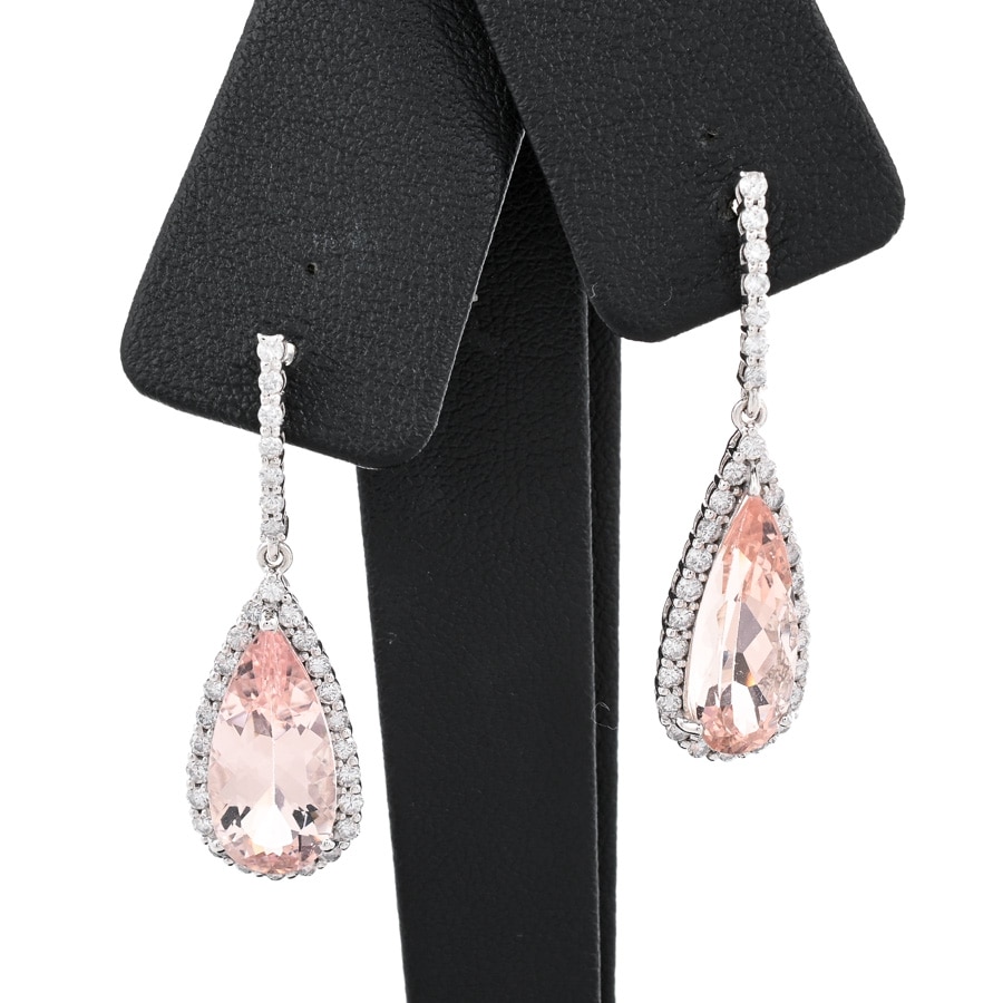 【中古A品】  ノンブランドジュエリー モルガナイト ピアス   K18ホワイトゴールド 横浜関内店