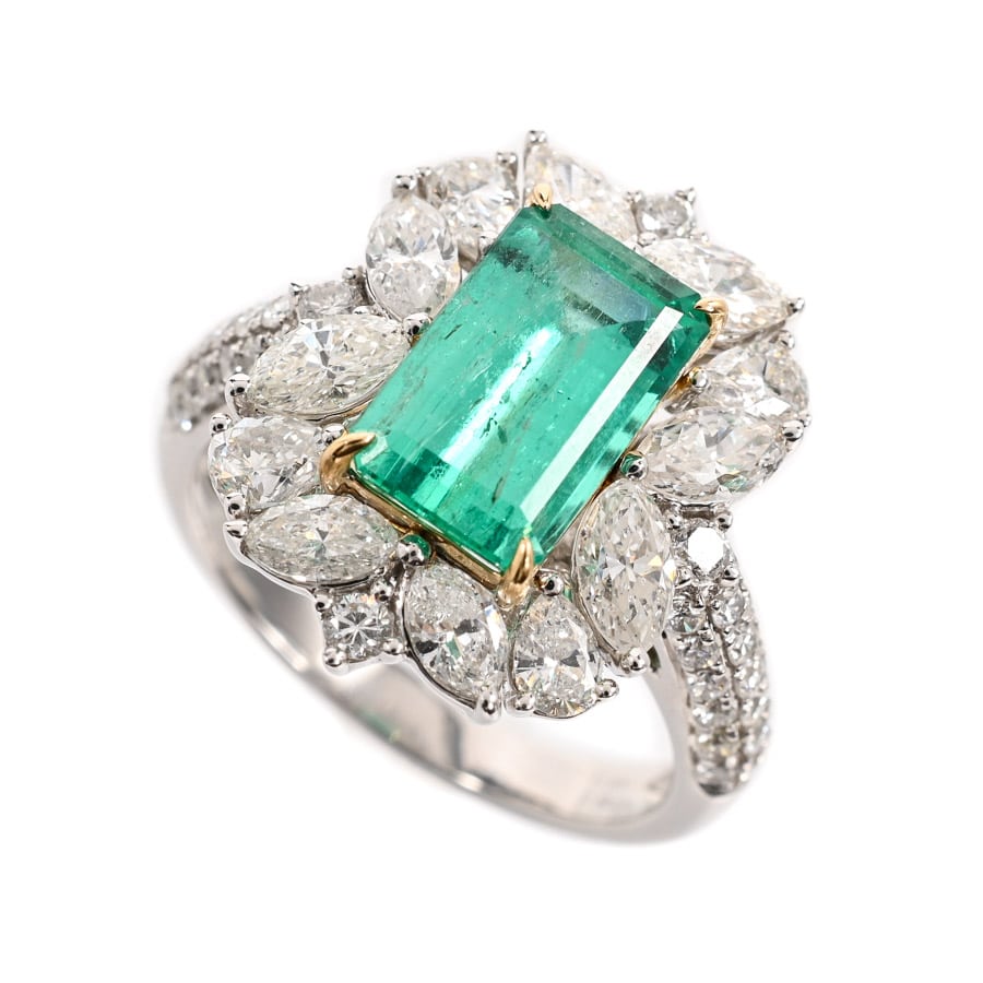 【中古A品】  ノンブランドジュエリー エメラルド リング   K18YG/WG 横浜関内店