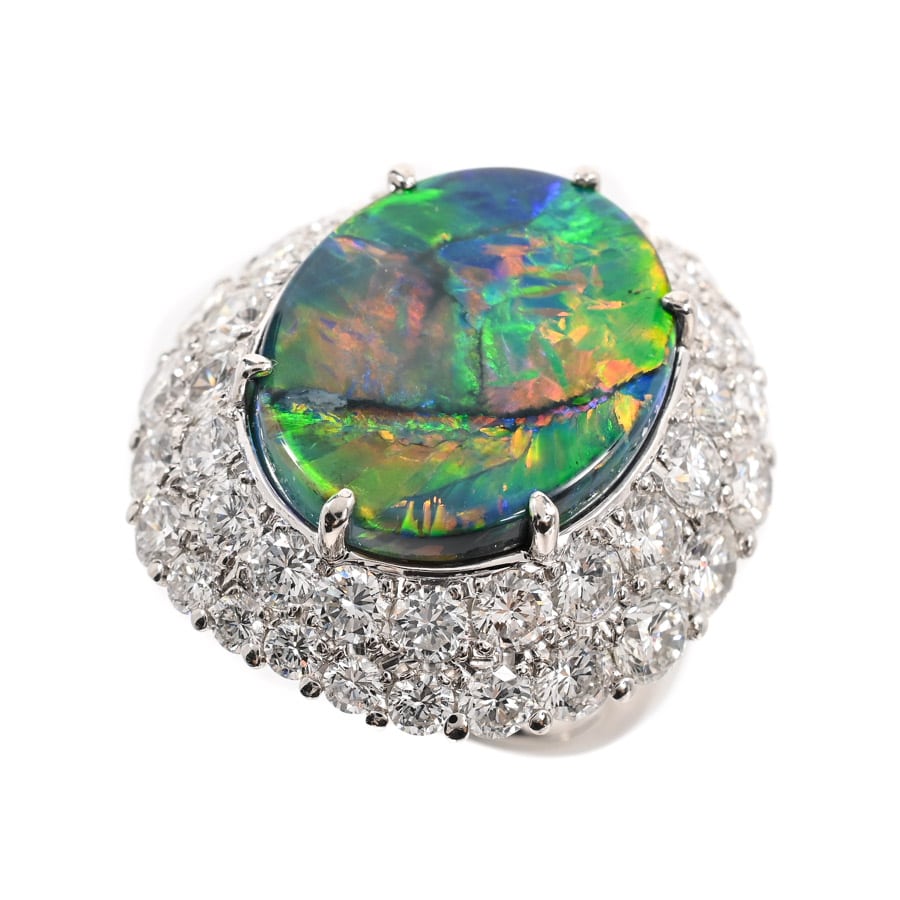 【中古A品】  ノンブランドジュエリー ブラックオパール リング   Pt900 銀座