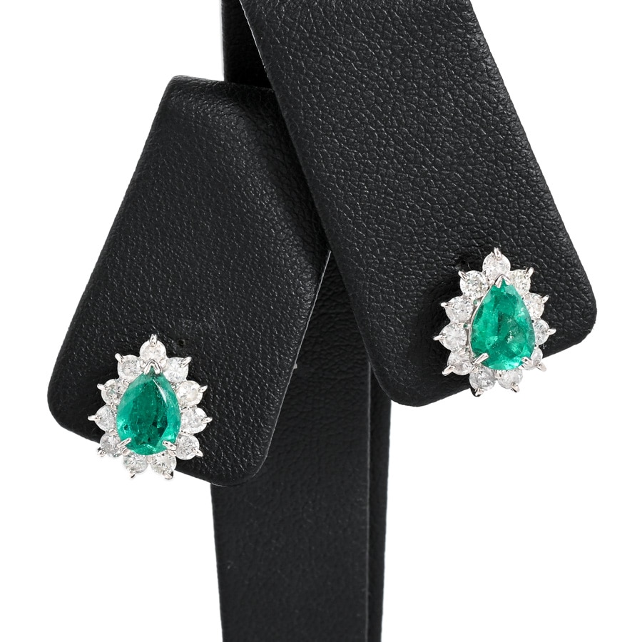 【中古A品】  ノンブランドジュエリー エメラルド ピアス   プラチナ900 横浜関内店