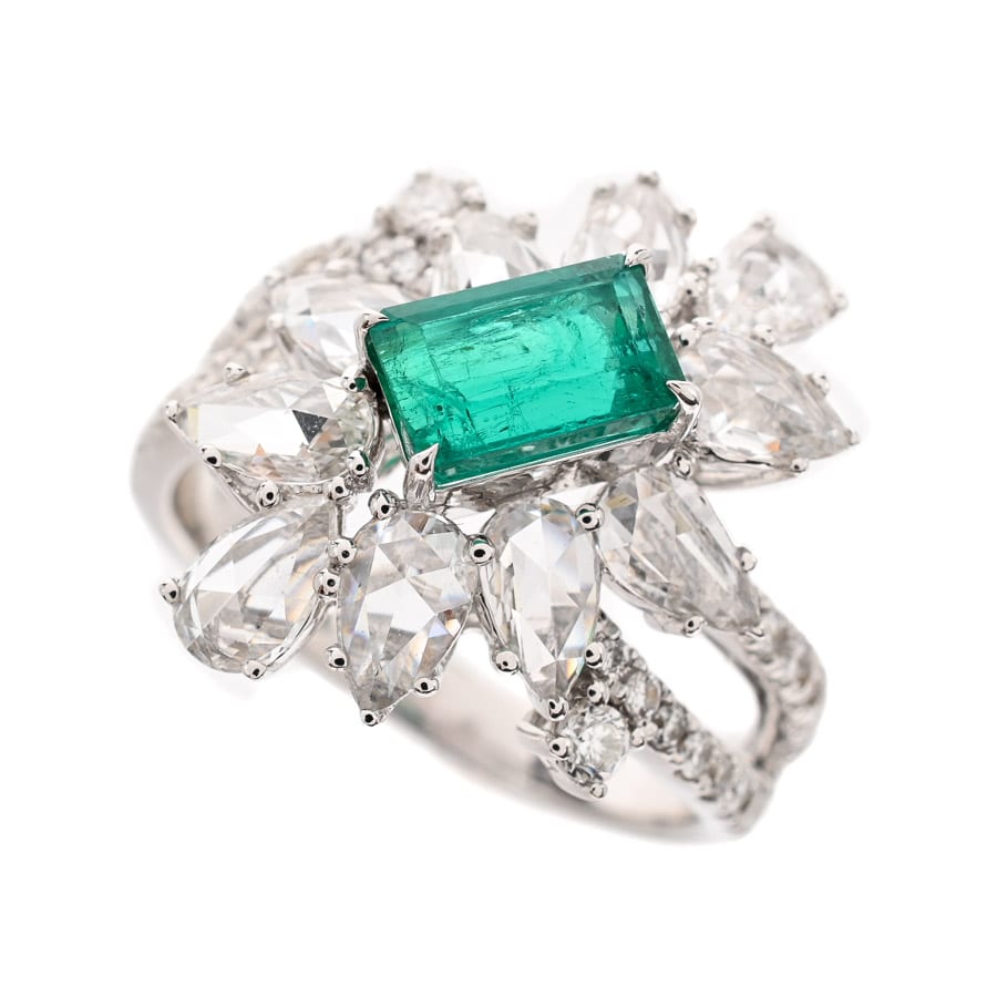 【中古A品】  ノンブランドジュエリー コロンビア産 F1   K18ホワイトゴールド 銀座