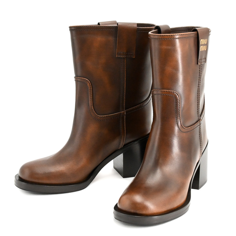 【中古A品】  ミュウミュウ ショートブーツ  5U966D カーフ 元町本店