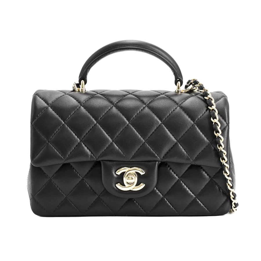 【中古SA品】  シャネル トップハンドルミニクッラシックハンドバッグ  AS2431 ラムスキン 銀座