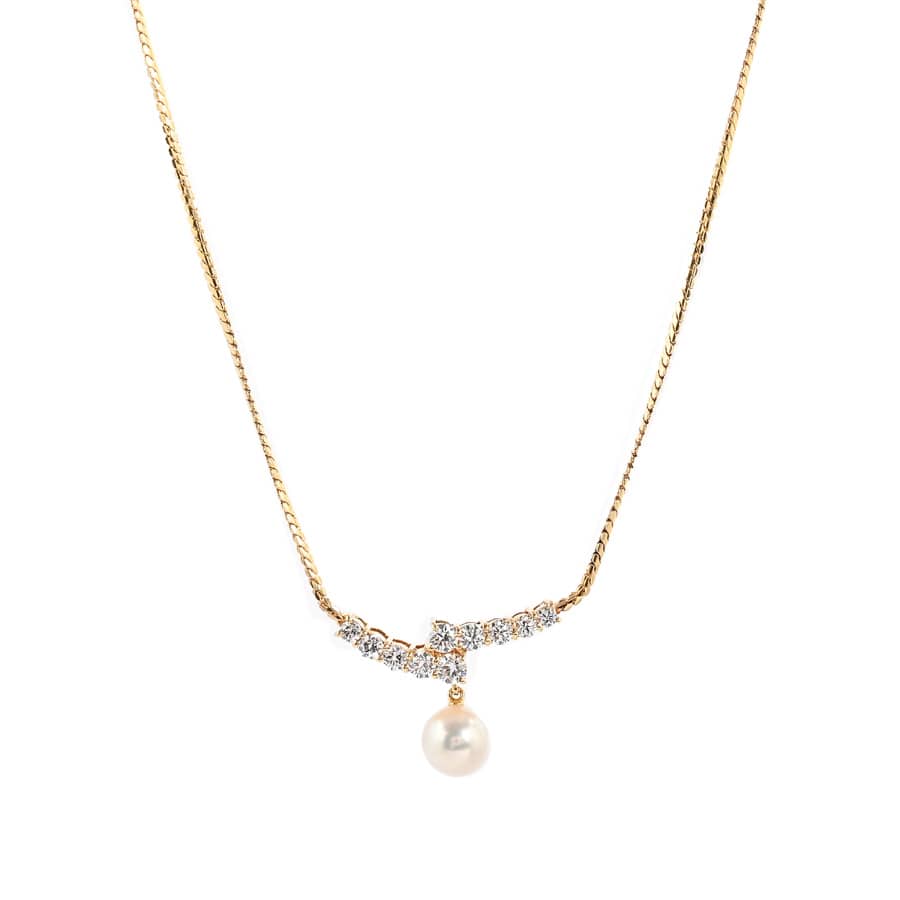 【中古A品】  ミキモト パール ネックレス   K18イエローゴールド 銀座