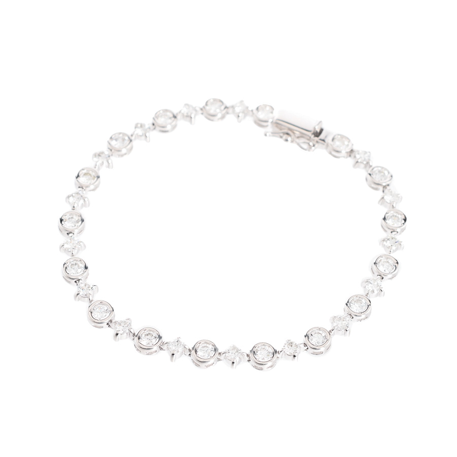 【中古A品】  ライン ダイヤ ブレスレット   K18ホワイトゴールド 元町本店