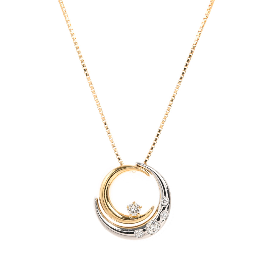 【中古A品】  星の砂 ダイヤ ネックレス   K18YG/WG 元町本店