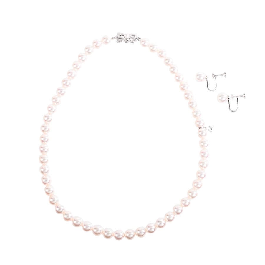 【中古A品】  ミキモト ネックレス イヤリングセット   K18ホワイトゴールド 銀座