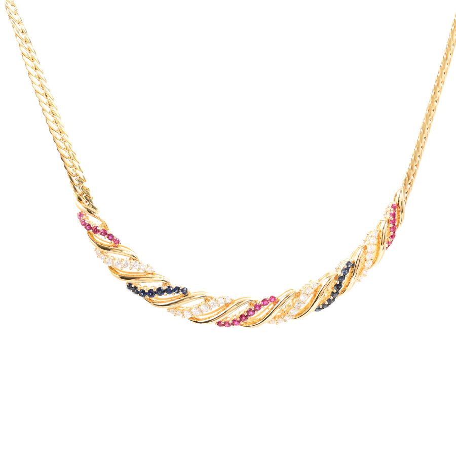 【中古A品】  ミキモト ルビー ネックレス   K18イエローゴールド 元町本店