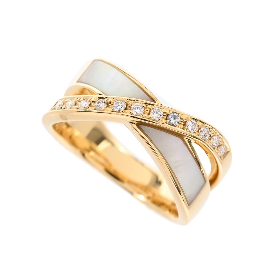 【中古A品】  タサキ シェル ダイヤリング   K18イエローゴールド(K18YG) 横浜関内店