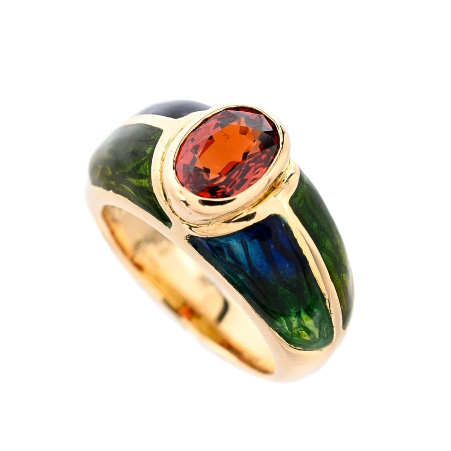 【中古A品】  ノンブランドジュエリー スペサルティンガーネット リング   K18YG 横浜関内店