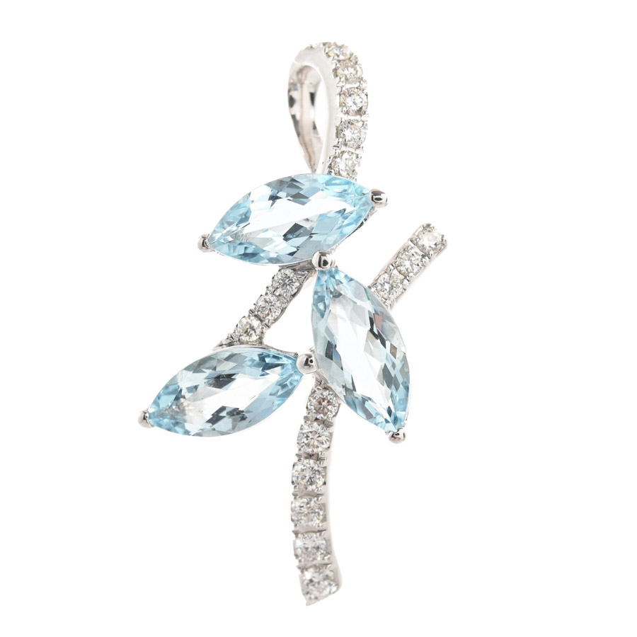 【中古A品】  ノンブランドジュエリー アクワマリン ペンダント   K18ホワイトゴールド 元町本店