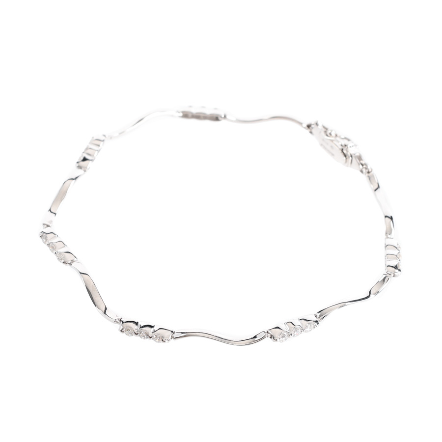 【中古A品】  ノンブランドジュエリー ダイヤ ブレスレット   K18ホワイトゴールド THE YOKOHAMA FRONT