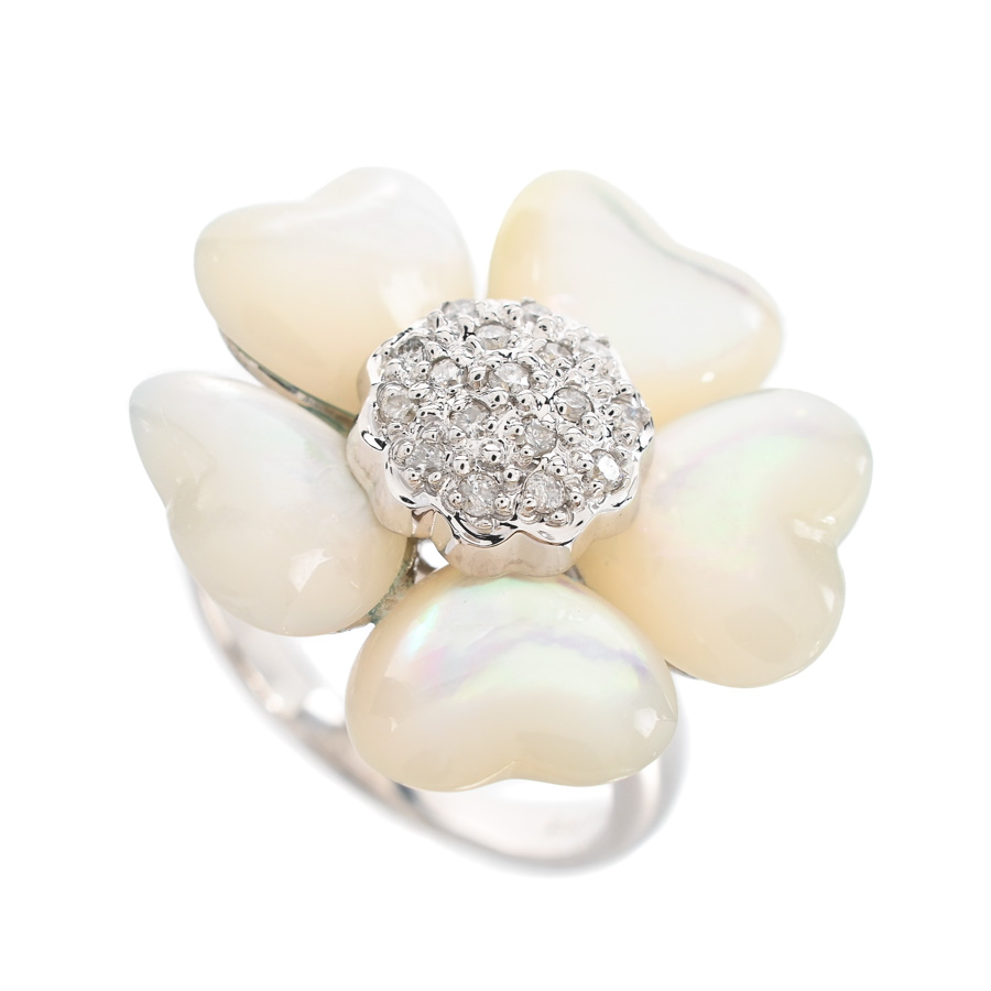 【中古A品】  ノンブランドジュエリー シェル リング   K18ホワイトゴールド 横浜関内店