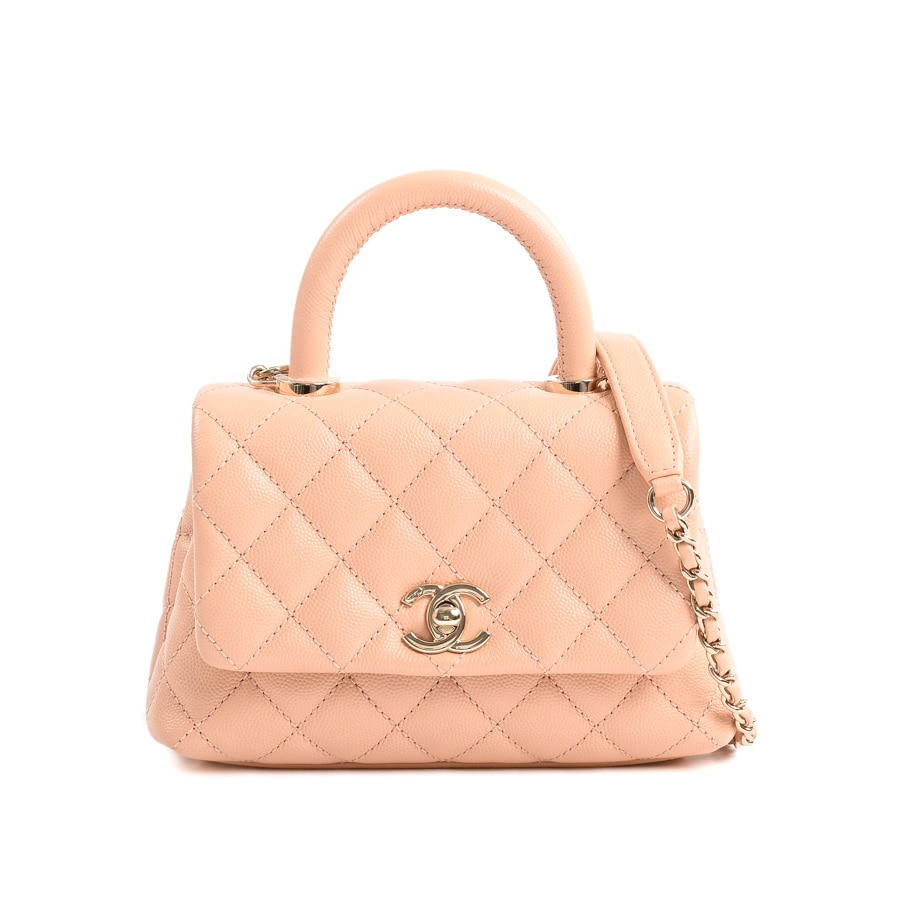 【中古SA品】  シャネル トップハンドルミニフラップバッグ  AS2215 キャビア THE YOKOHAMA FRONT