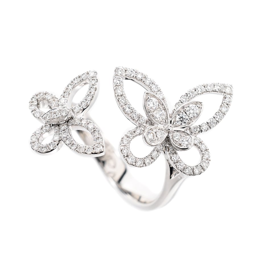 【中古A品】  グラフ ダブルバタフライ シルエット  RKR789 K18ホワイトゴールド 新宿歌舞伎町店