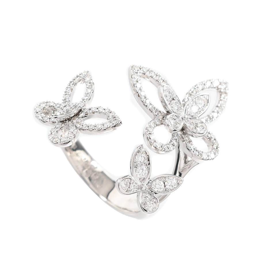 【中古A品】  グラフ トリプルバタフライ シルエット  RGR790 K18ホワイトゴールド 銀座