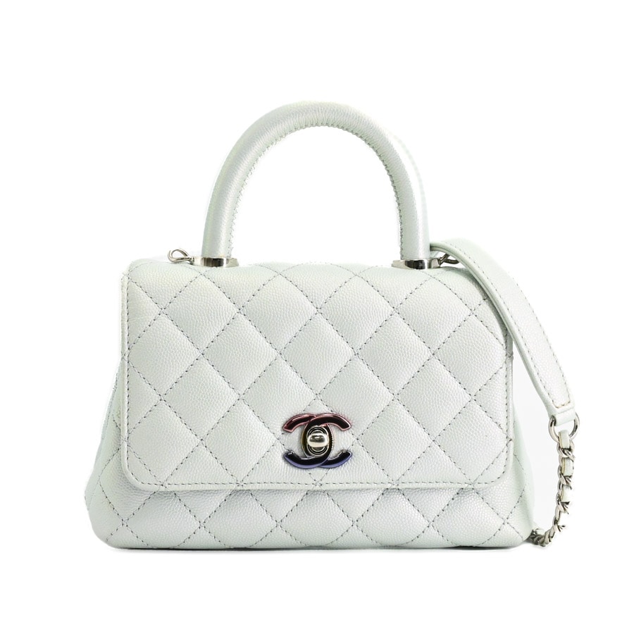 【中古A品】  シャネル トップハンドルミニフラップバッグ  AS2215 キャビア 銀座